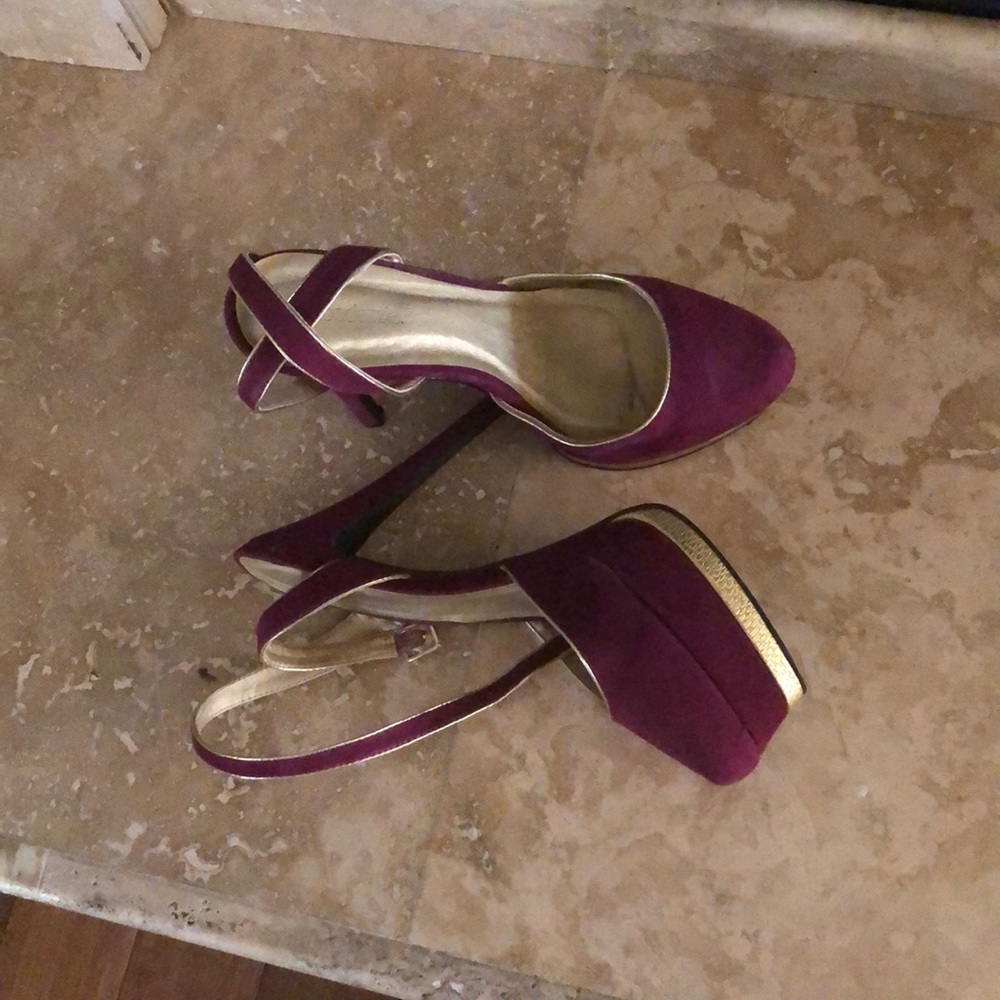 Purple and gold ankle strap